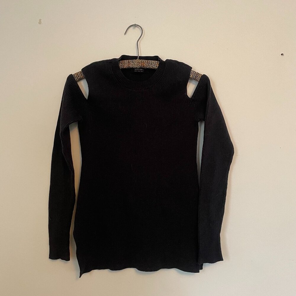 Ribbed Cold Shoulder Sweater